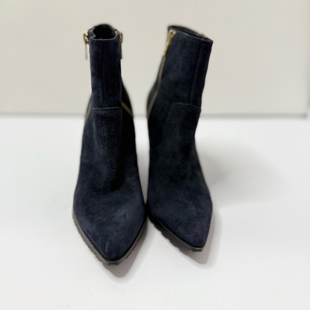 Calvin Klein BIONDA Black Suede Ankle Boots Size 6.5 Double Zipper - Picture 1 of 6